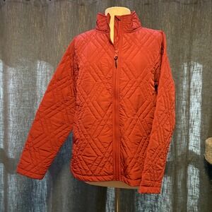 Voyager Quilted Jacket Burnt Orange Lightweight Puffer Zip Up  Collar (Women XL)